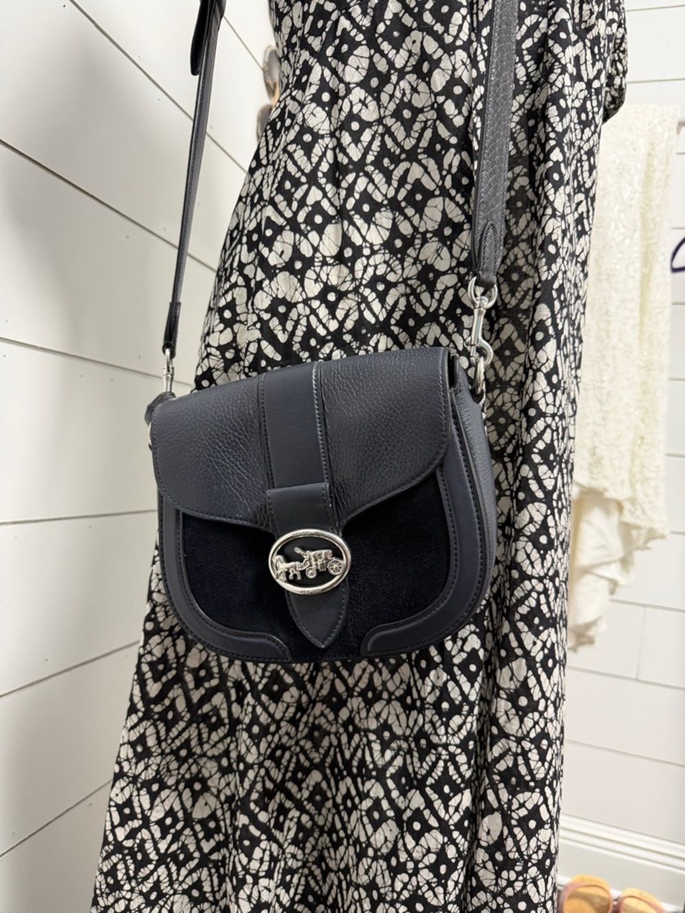 Leather & Suede Coach Crossbody Saddle Bag